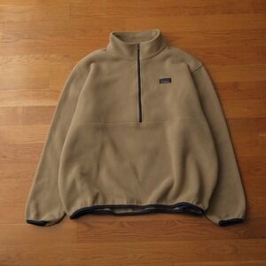 LLBean Mens Fleece Quarter Zip Pullover Sweatshirt Tan XXL Tall Made USA Casual